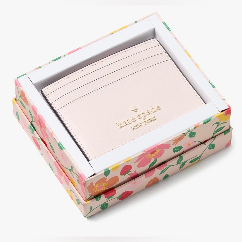 NWT KATE SPADE - Boxed Madison Small Slim Card Holder. Light Rosebud.